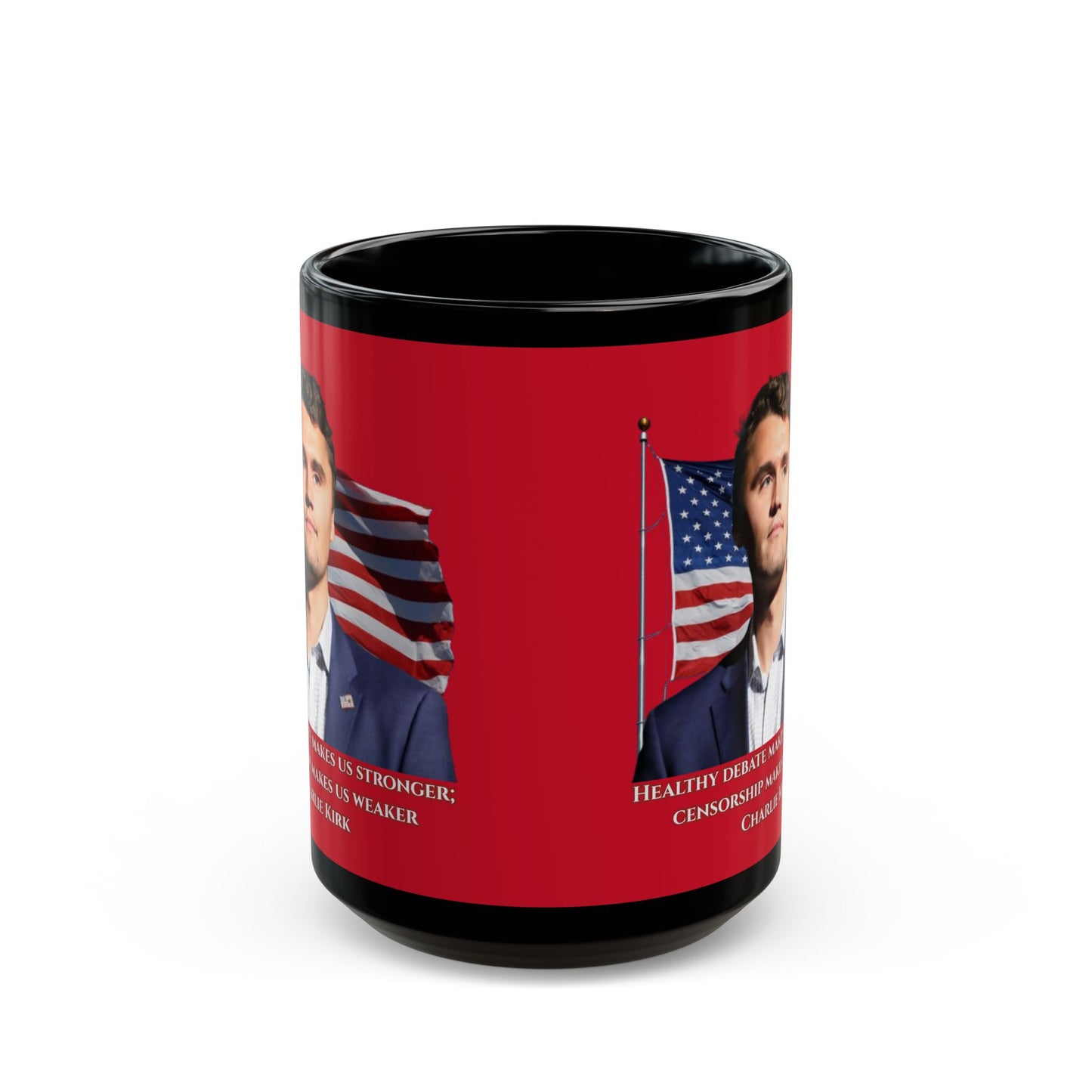 Charlie Kirk, Healthy Debate Red Mug by theGreenDragonTavern.shop
