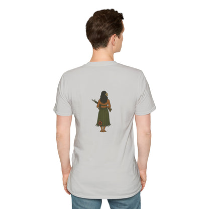 2-sided, Hula Girl Packin' Heat Light colors Unisex T-Shirt by theGreenDragonTavern.shop