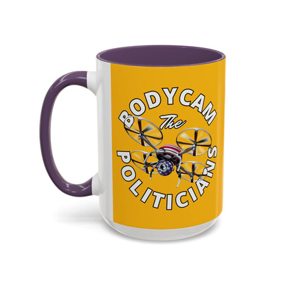 Bodycam the Politicians Drone Yellow Accent Mug by theGreenDragonTavern.shop