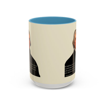 We hold these truths to be self-evident Parchment Yellow Accent Mug by theGreenDragonTavern.shop