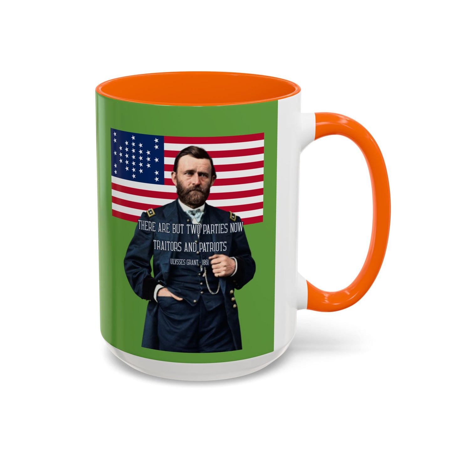 "Traitors and Patriots" Ulysses Grant Green Accent Mug by theGreenDragonTavern.shop