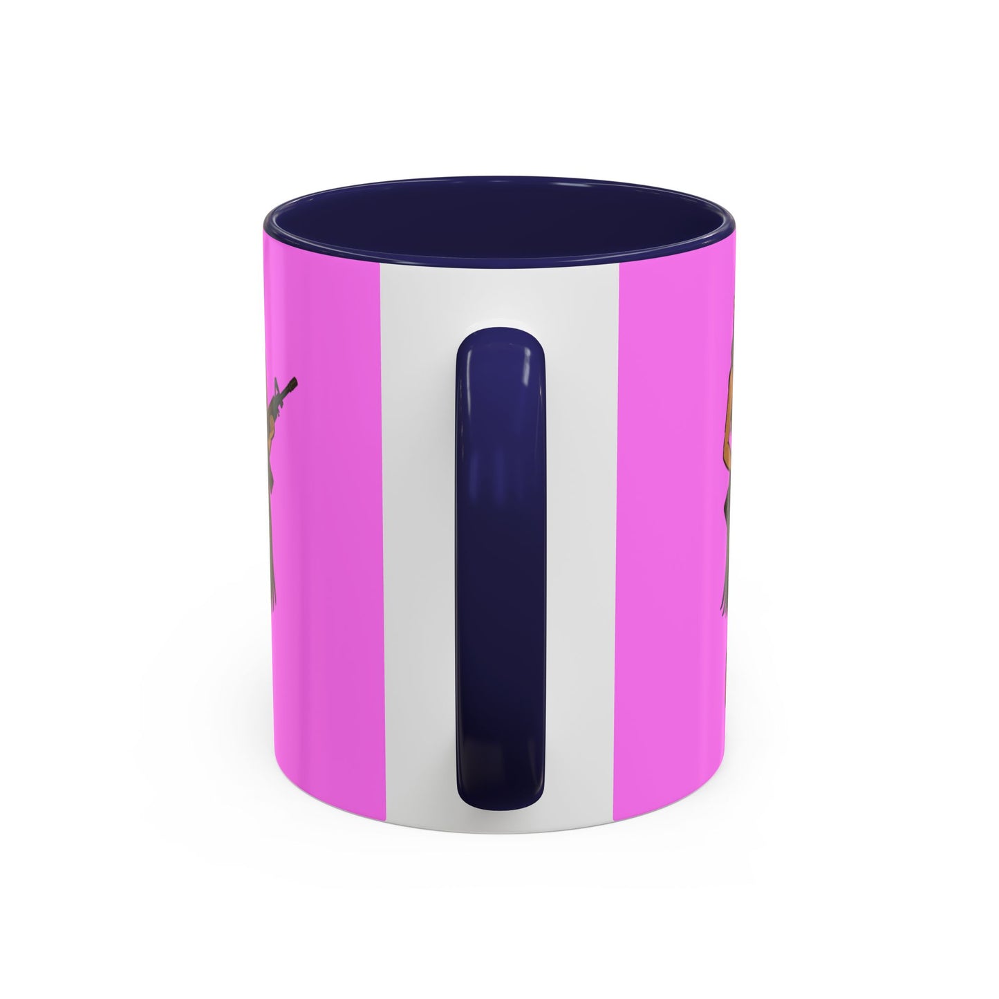 Hula Girl Packin' Heat Pink Accent Mug by theGreenDragonTavern.shop
