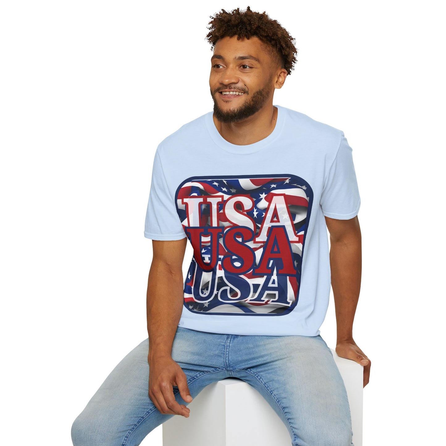 RED White and Blue USA Patriot Light colors Unisex T-Shirt by theGreenDragonTavern.shop