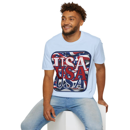 RED White and Blue USA Patriot Light colors Unisex T-Shirt by theGreenDragonTavern.shop