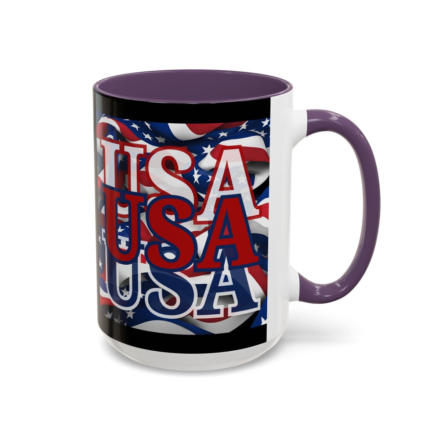 USA Red font Center Patriot Black Accent Mug by theGreenDragonTavern.shop