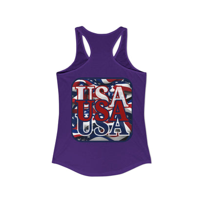2-sided, RED White and Blue USA Patriot Women's Racerback Tank Top by theGreenDragonTavern.shop