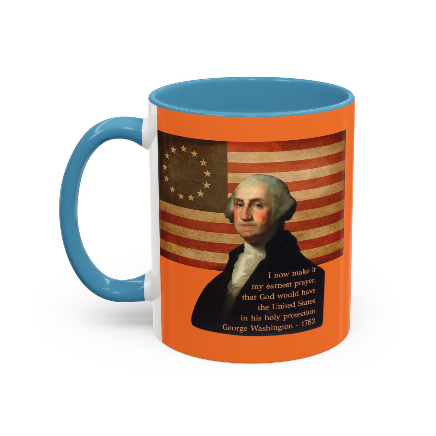 Washington's Earnest Prayer Orange Accent Mug by theGreenDragonTavern.shop