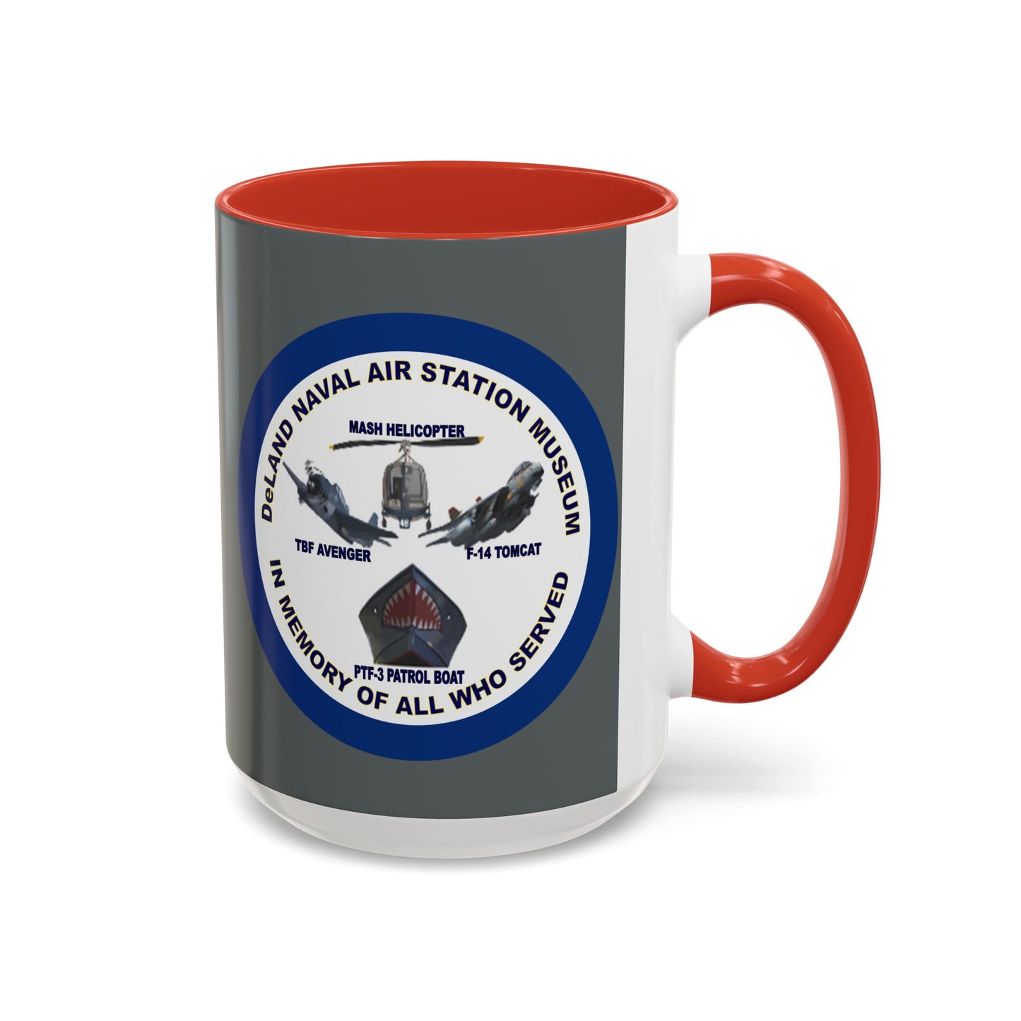 DNASM 2-sided, Founding & Student Art w/Navy Ring Grey Accent Mug by theGreenDragonTavern.shop