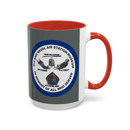 DNASM 2-sided, Founding & Student Art w/Navy Ring Grey Accent Mug by theGreenDragonTavern.shop