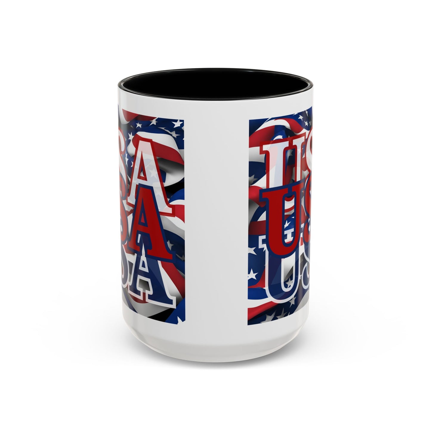 USA Red font Center Patriot White Accent Mug by theGreenDragonTavern.shop