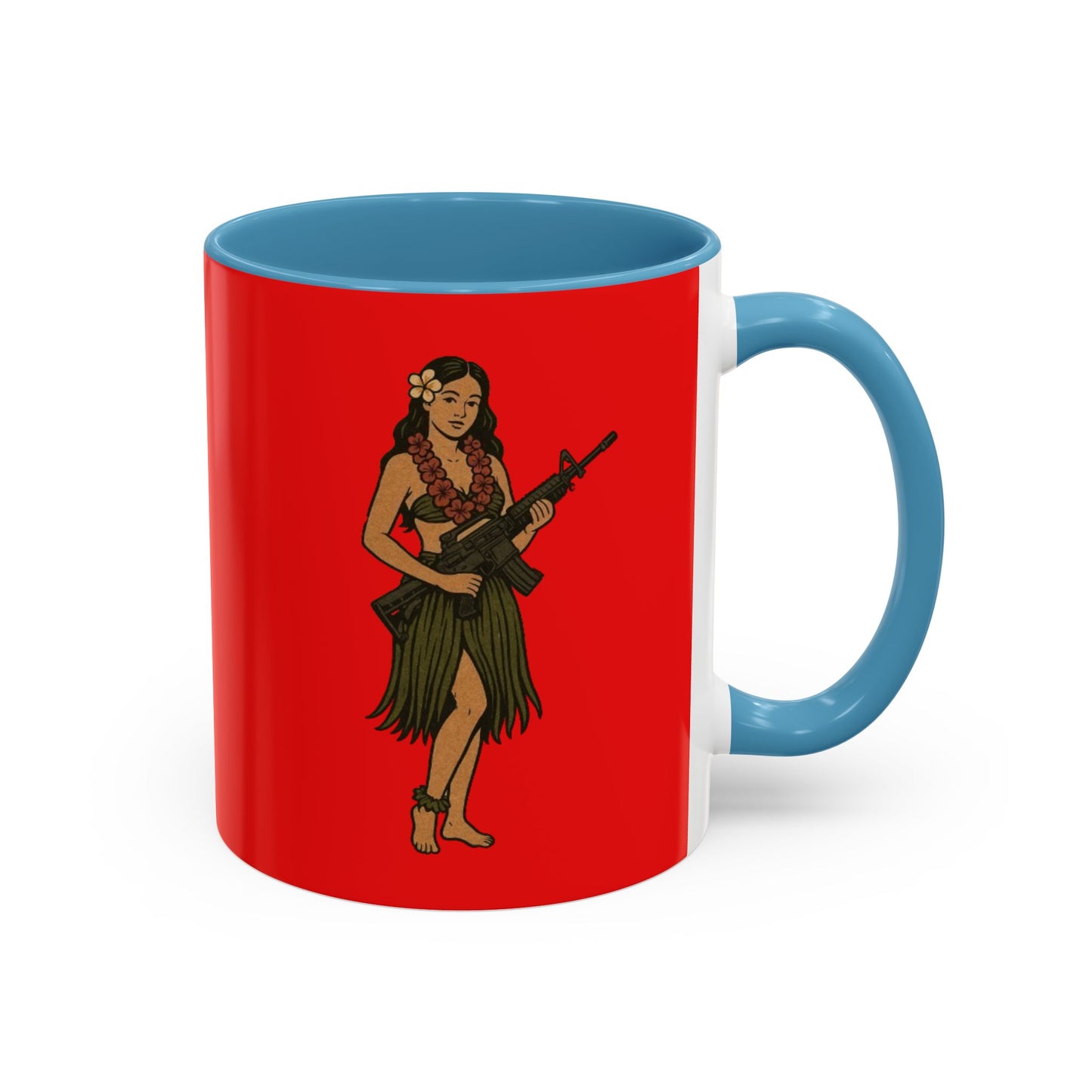 Hula Girl Packin' Heat Red Accent Mug by theGreenDragonTavern.shop