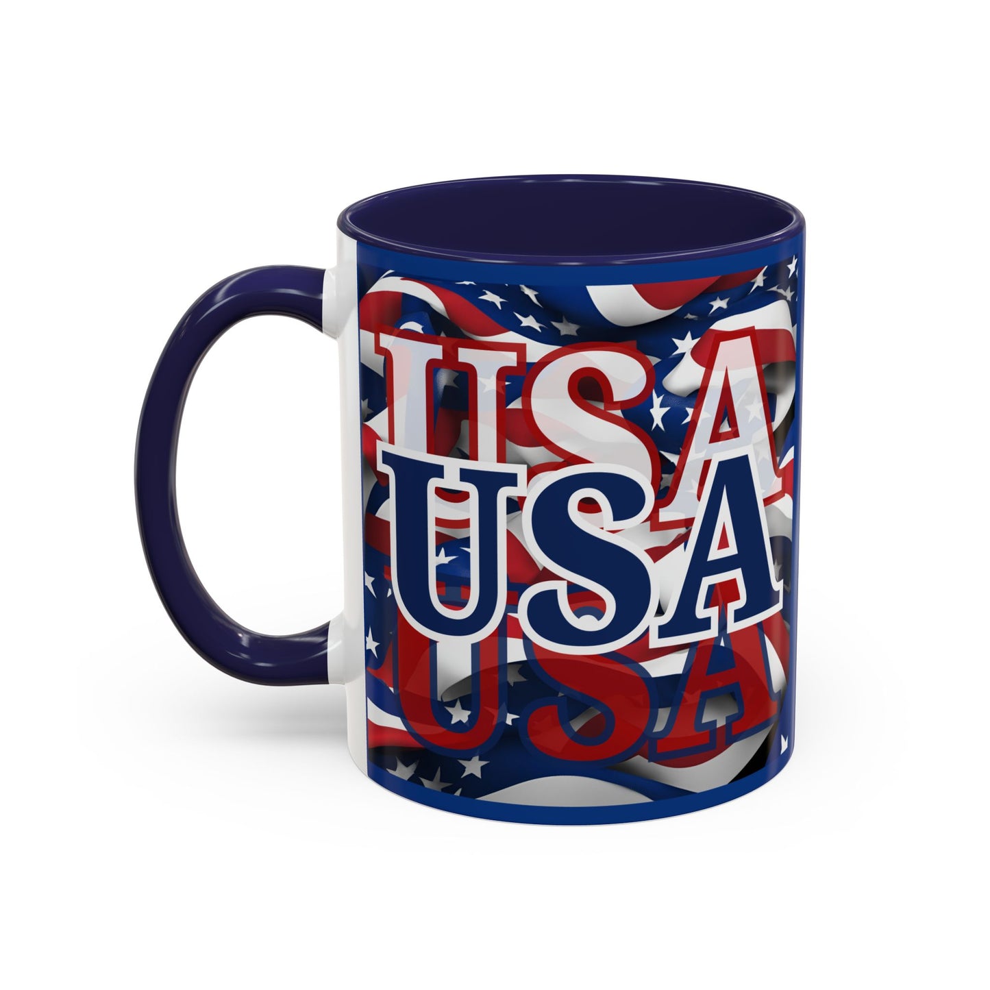 USA Blue font Center Patriot Blue Accent Mug by theGreenDragonTavern.shop