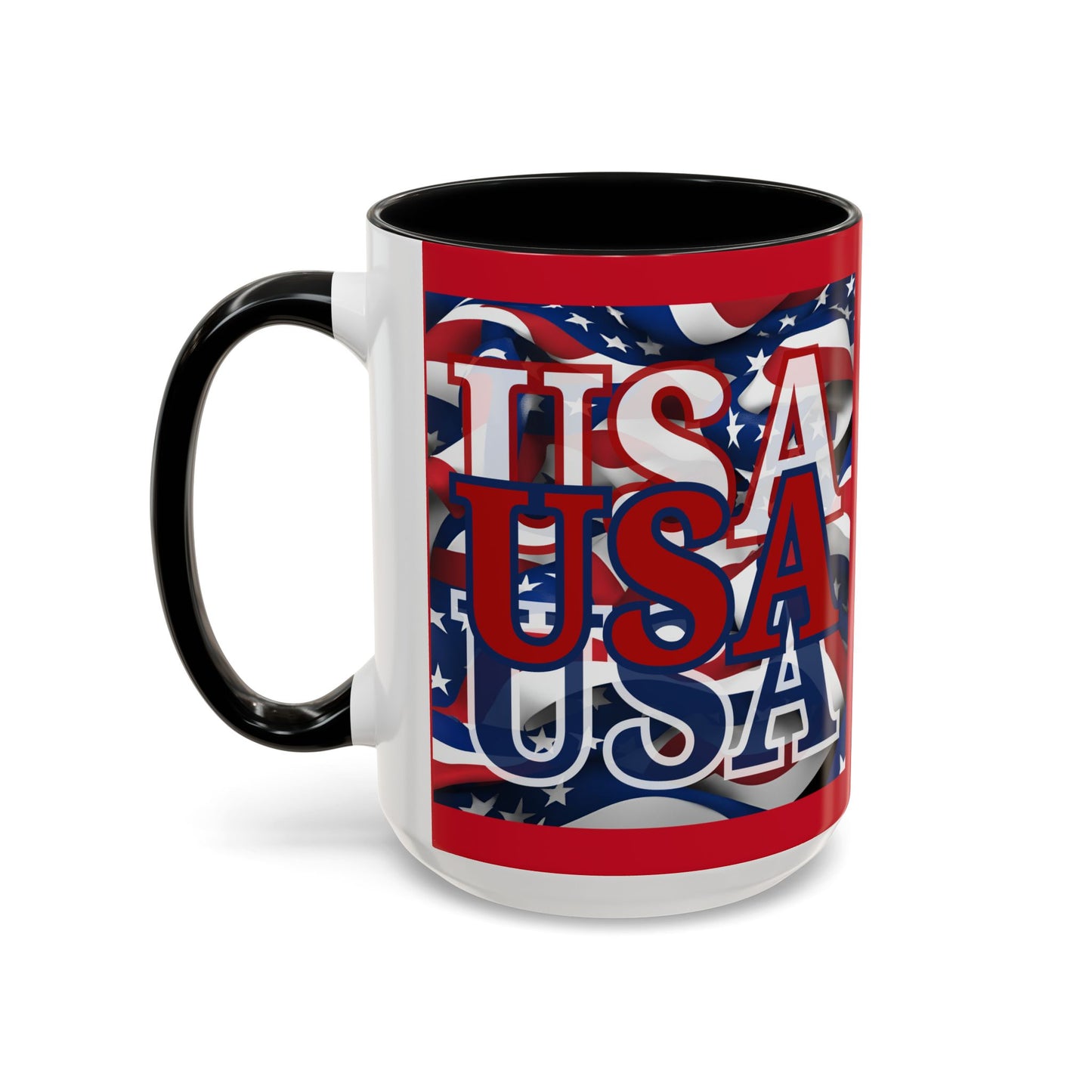 USA Red font Center Patriot Red Accent Mug by theGreenDragonTavern.shop