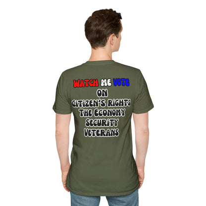2-sided, I Am Woman Watch Me Vote Dark colors Unisex T-Shirt by theGreenDragonTavern.shop