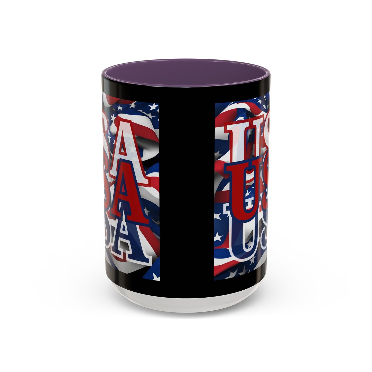USA Red font Center Patriot Black Accent Mug by theGreenDragonTavern.shop