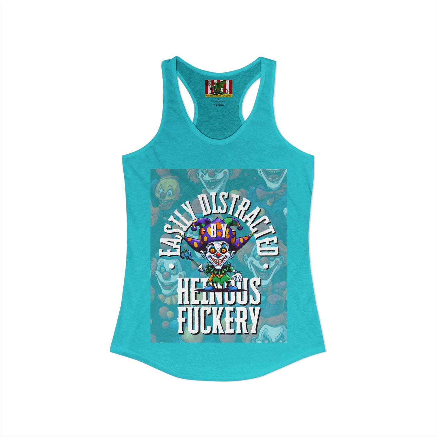 Easily Distracted by Heinous Fuckery Little Jinx Women's Racerback Tank Top by theGreenDragonTavern.shop