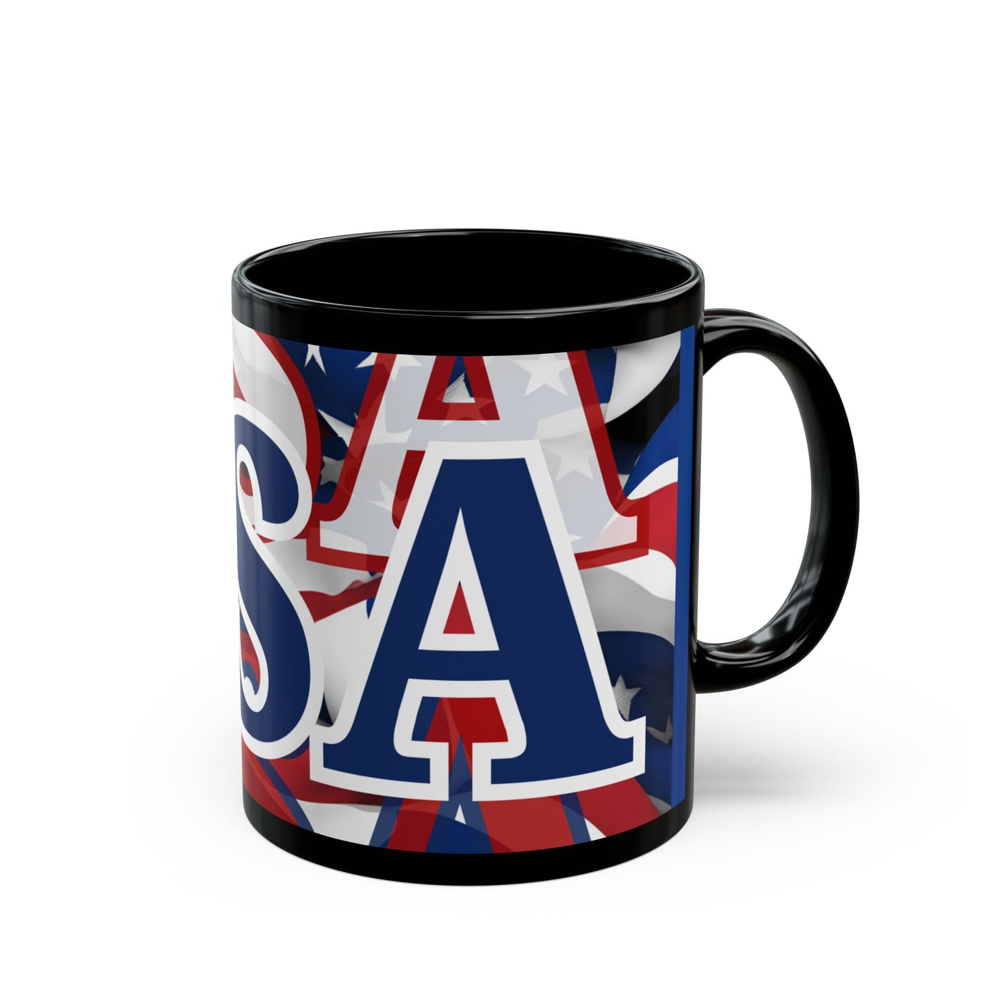 USA! USA! USA Blue font Patriot Blue Mug by theGreenDragonTavern.shop