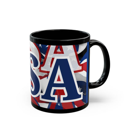 USA! USA! USA Blue font Patriot Blue Mug by theGreenDragonTavern.shop