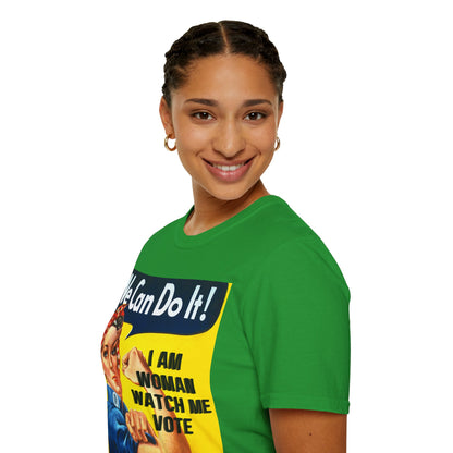 I Am Woman Watch Me Vote Rosie Dark colors Unisex T-Shirt by theGreenDragonTavern.shop