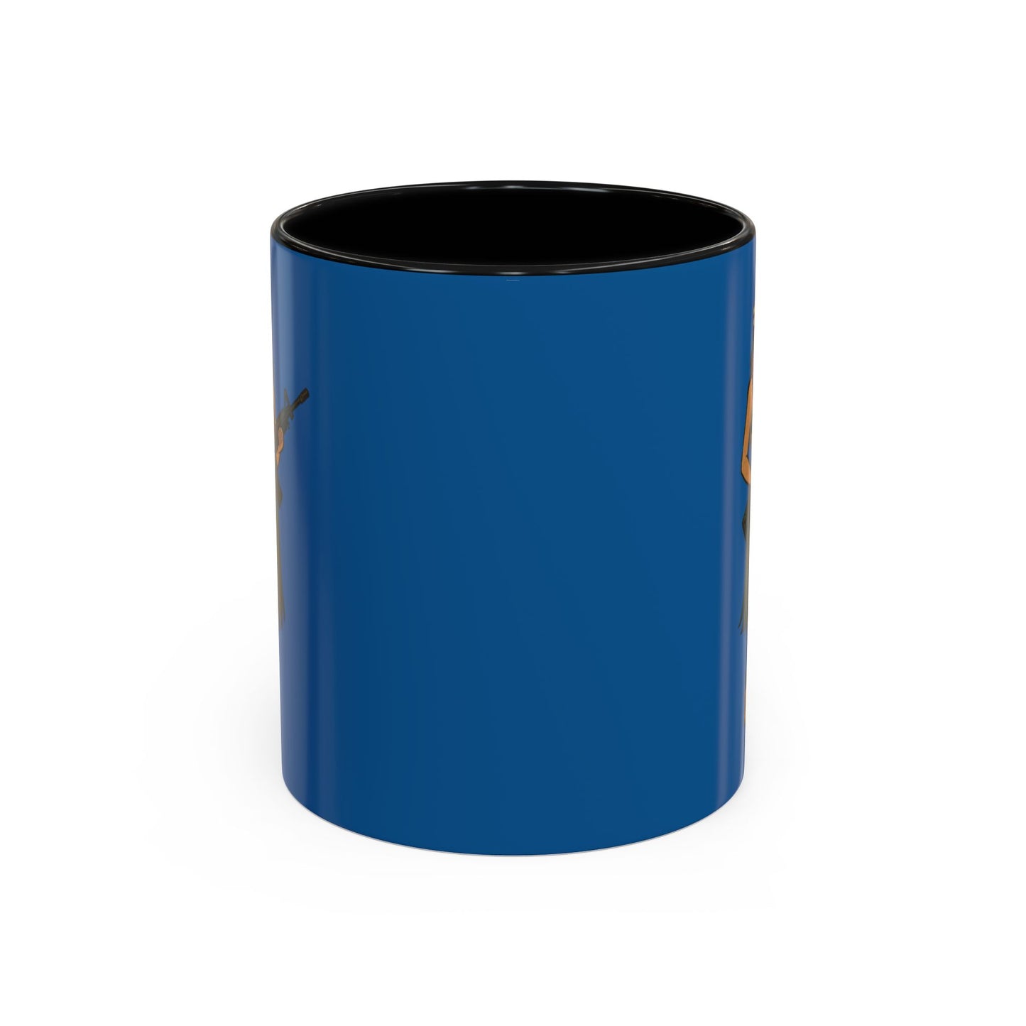 Hula Girl Packin' Heat Dark Blue Accent Mug by theGreenDragonTavern.shop