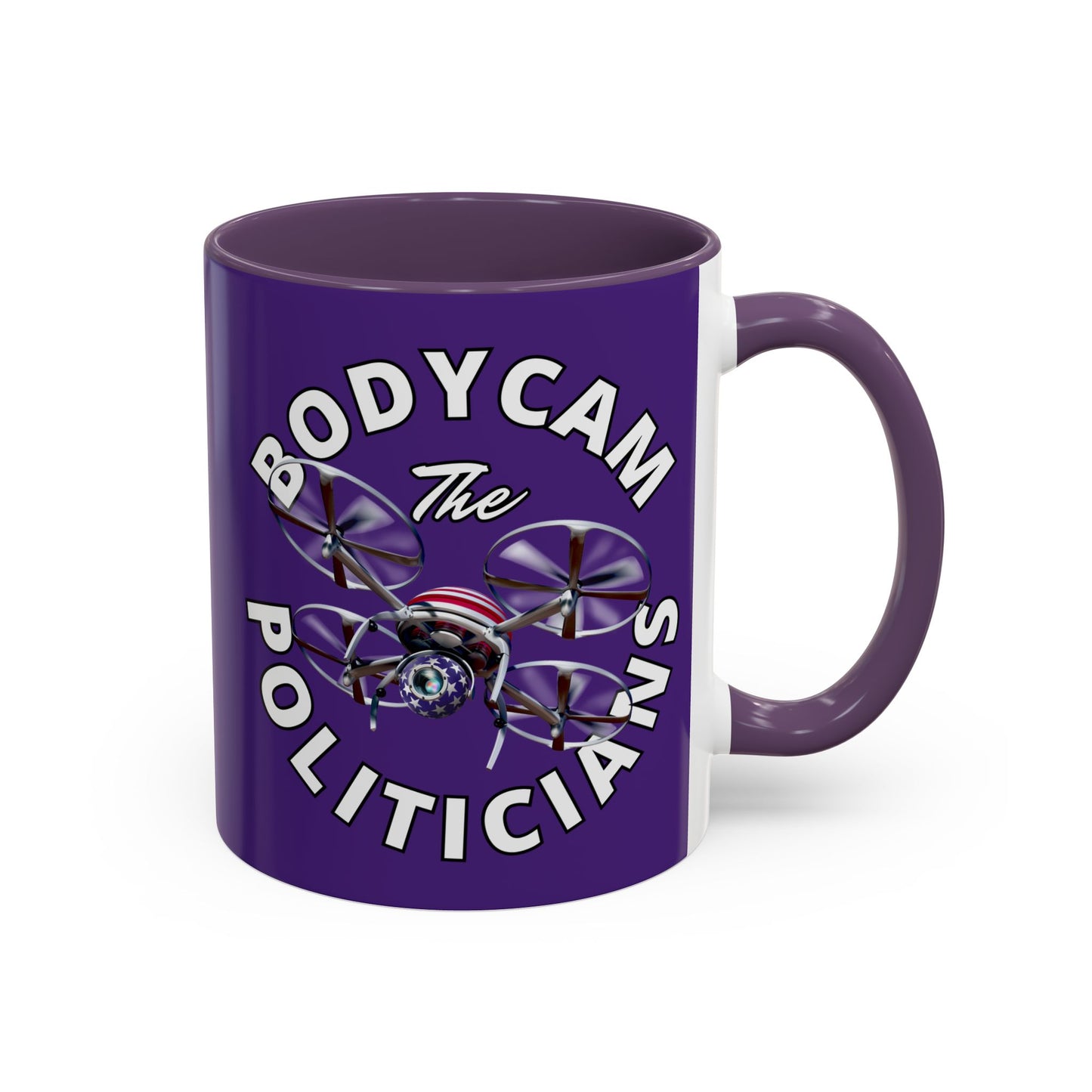 Bodycam the Politicians Drone Dark Purple Accent Mug by theGreenDragonTavern.shop