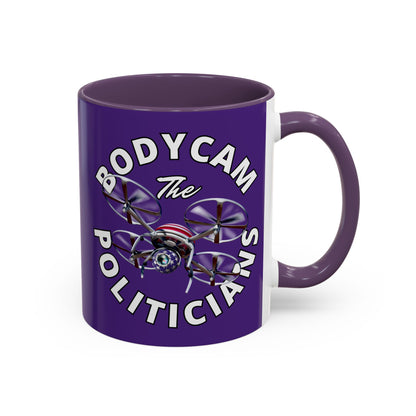 Bodycam the Politicians Drone Dark Purple Accent Mug by theGreenDragonTavern.shop