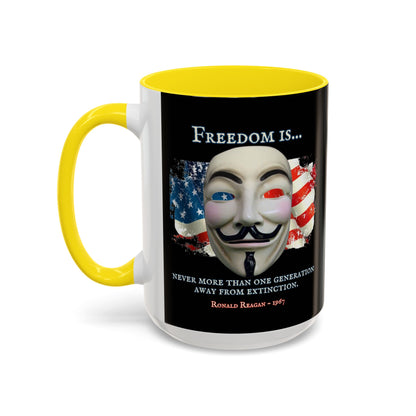 Ronald Reagan Freedom Vendetta Black Accent Mug by theGreenDragonTavern.shop