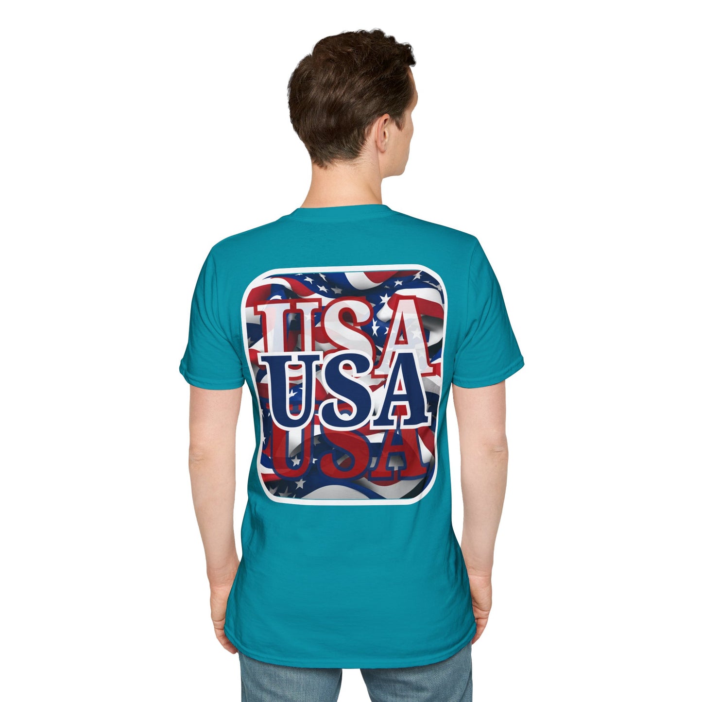 2-sided, Red White and BLUE USA Patriot Dark colors Unisex T-Shirt by theGreenDragonTavern.shop