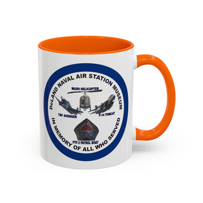 DNASM 2-sided, Founding & Student Art w/Navy Ring White Accent Mug by theGreenDragonTavern.shop