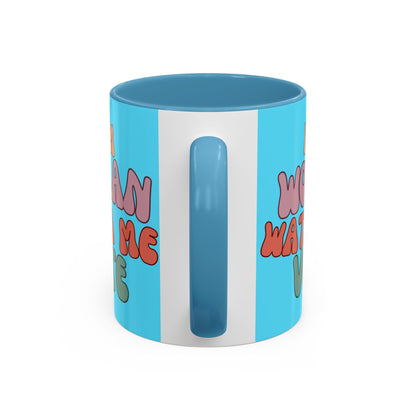 I Am Woman Watch Me Vote Light Blue Accent Mug by theGreenDragonTavern.shop