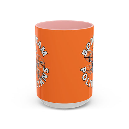 Bodycam the Politicians Drone Orange Accent Mug by theGreenDragonTavern.shop