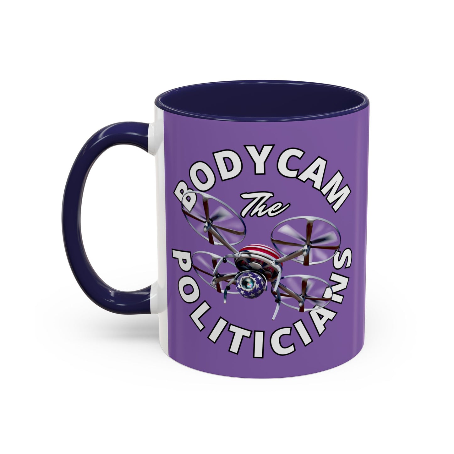 Bodycam the Politicians Drone Light Purple Accent Mug by theGreenDragonTavern.shop