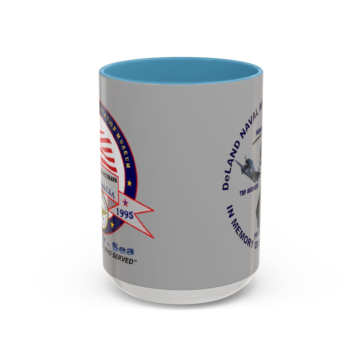 DNASM 2-sided, Founding & Student Art Light Grey Accent Mug by theGreenDragonTavern.shop