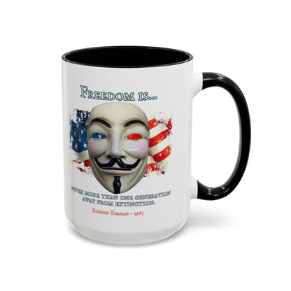 Ronald Reagan Freedom Vendetta White Accent Mug by theGreenDragonTavern.shop