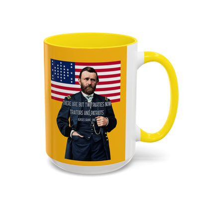 "Traitors and Patriots" Ulysses Grant Yellow Accent Mug by theGreenDragonTavern.shop