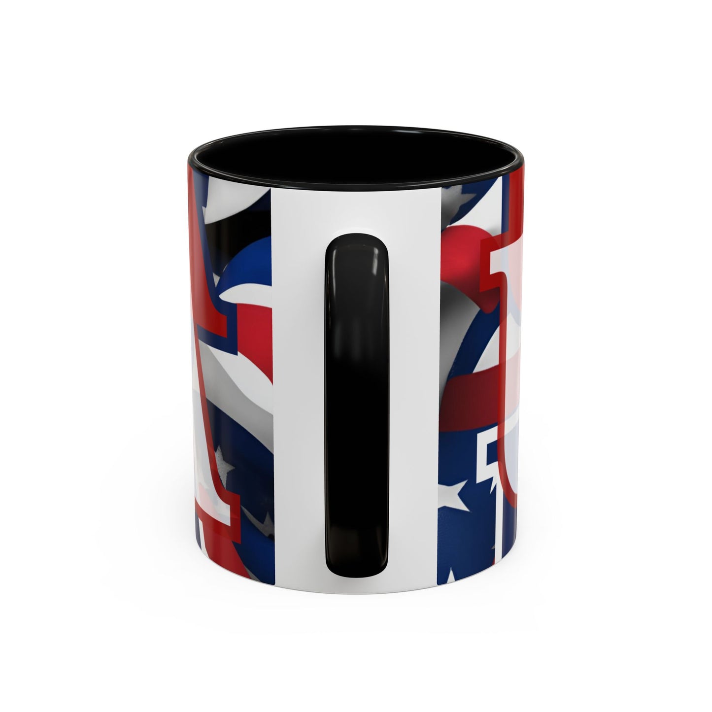 USA! USA! USA White font Patriot Black Accent Mug by theGreenDragonTavern.shop