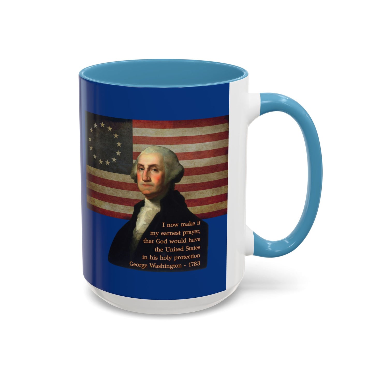 Washington's Earnest Prayer Dark Blue Accent Mug by theGreenDragonTavern.shop
