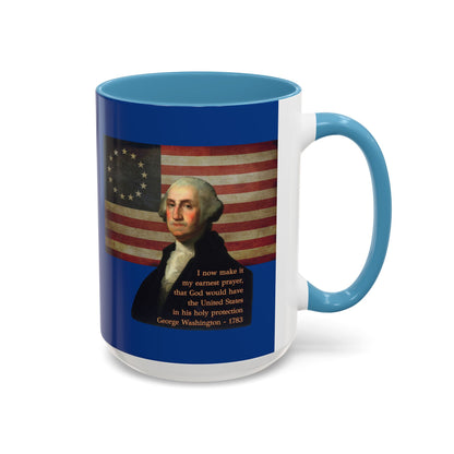 Washington's Earnest Prayer Dark Blue Accent Mug by theGreenDragonTavern.shop