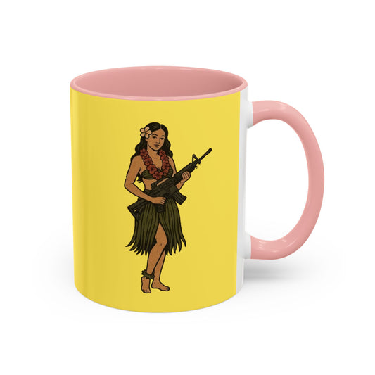 Hula Girl Packin' Heat Pineapple Accent Mug by theGreenDragonTavern.shop
