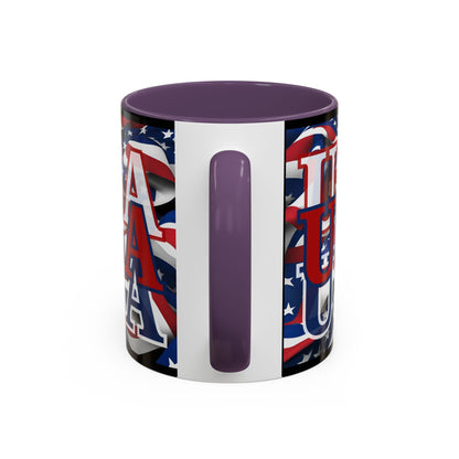 USA Red font Center Patriot Black Accent Mug by theGreenDragonTavern.shop