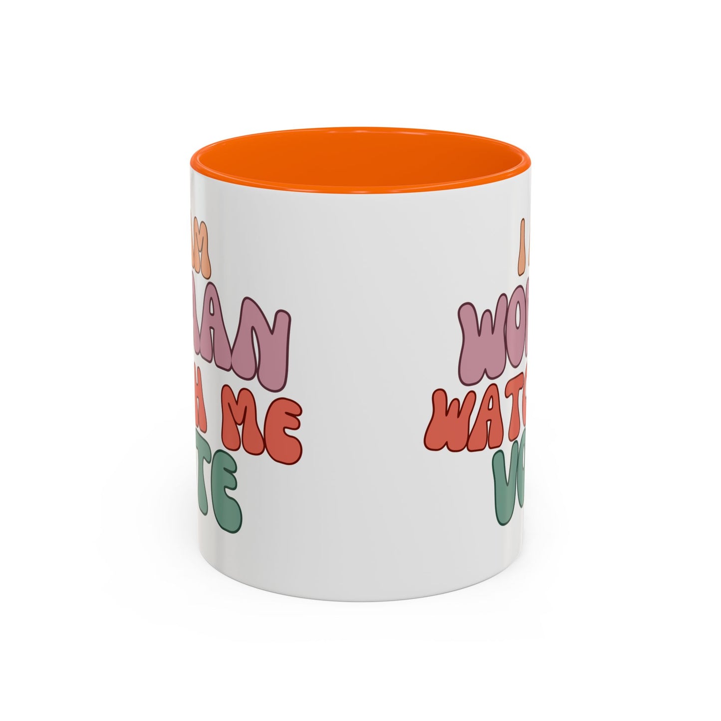 I Am Woman Watch Me Vote White Accent Mug by theGreenDragonTavern.shop