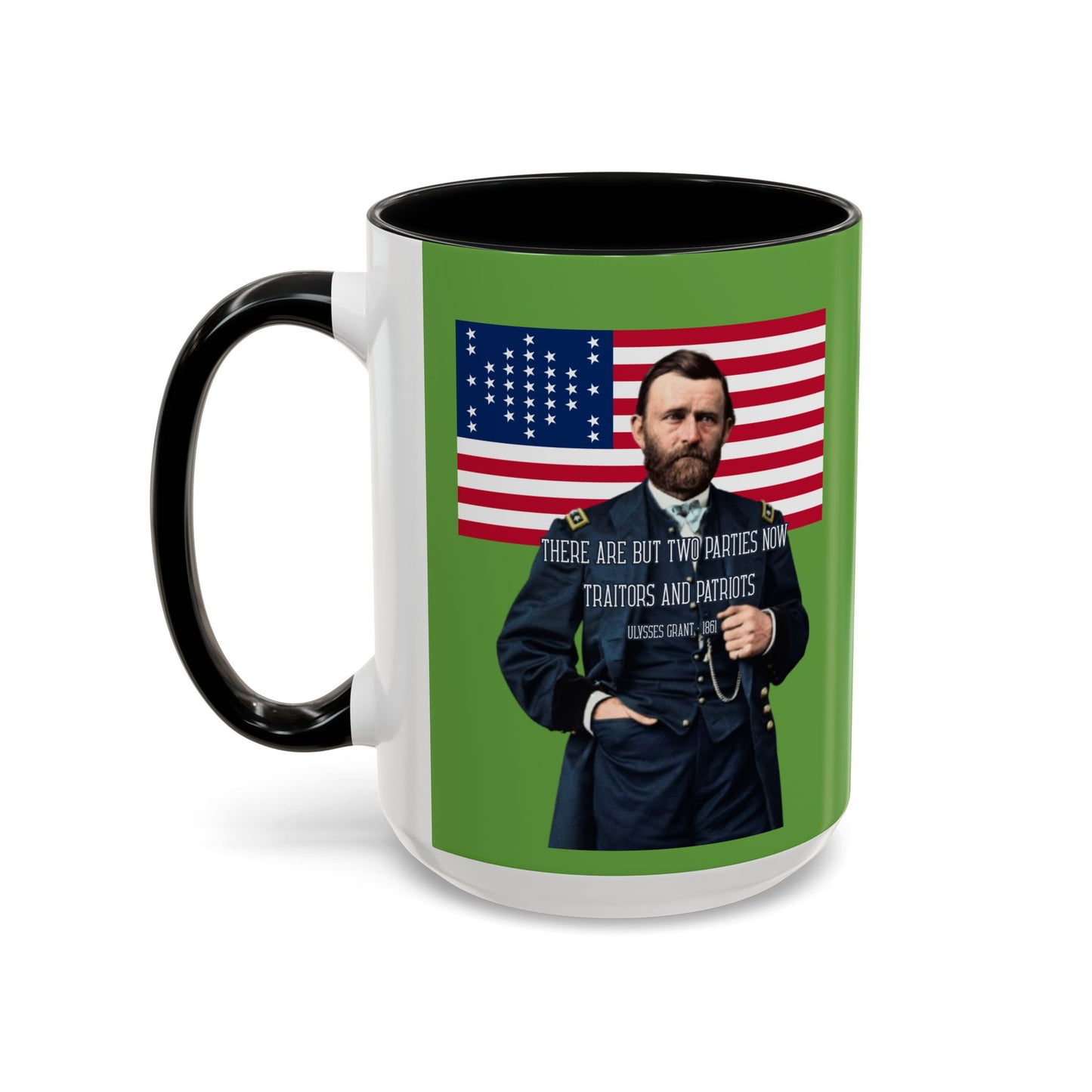 "Traitors and Patriots" Ulysses Grant Green Accent Mug by theGreenDragonTavern.shop