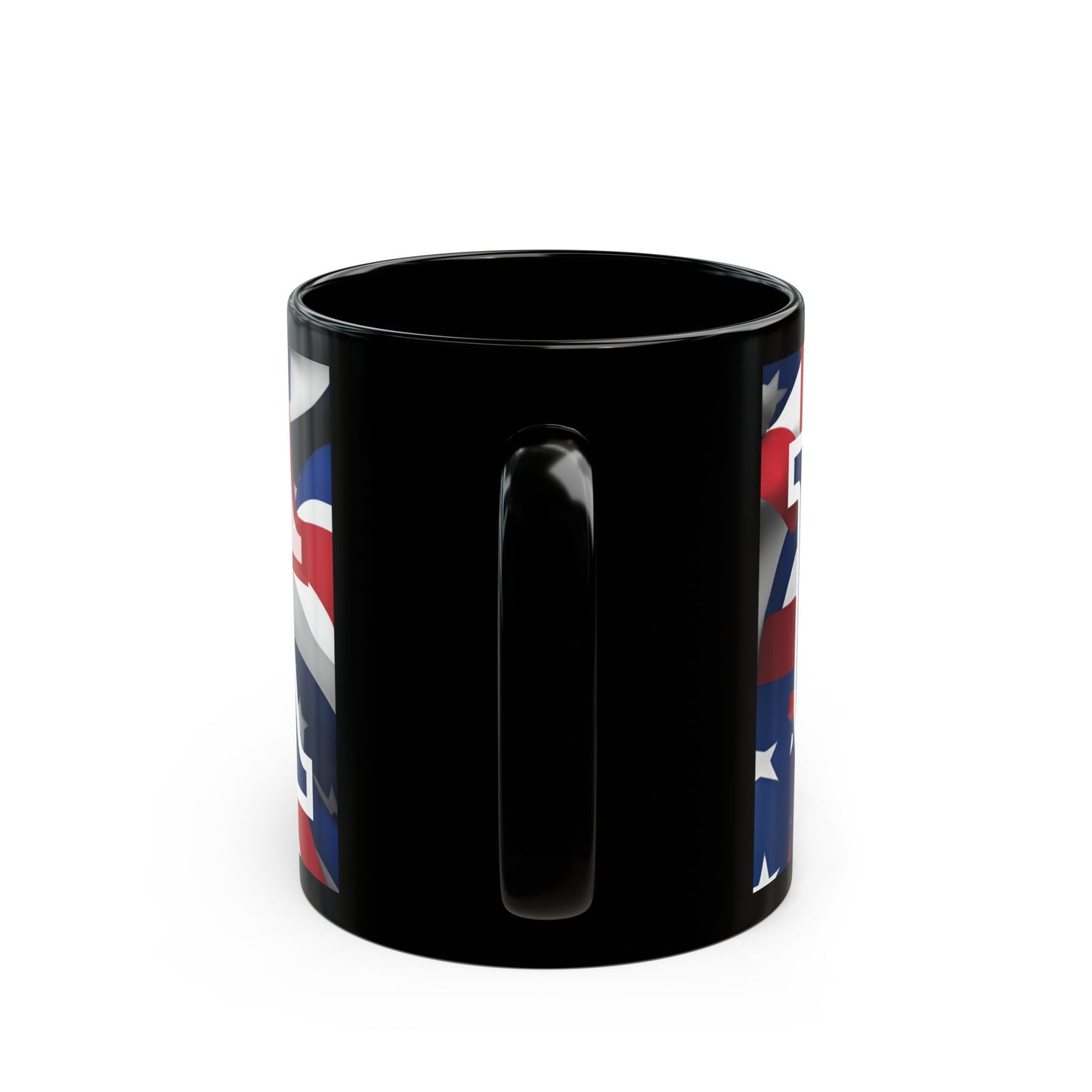 USA! USA! USA Blue font Patriot Black Mug by theGreenDragonTavern.shop