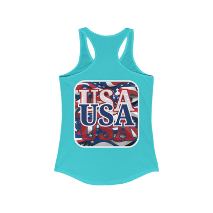 2-sided, Red White and BLUE USA Patriot Women's Racerback Tank Top by theGreenDragonTavern.shop