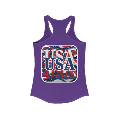 2-sided, Red White and BLUE USA Patriot Women's Racerback Tank Top by theGreenDragonTavern.shop