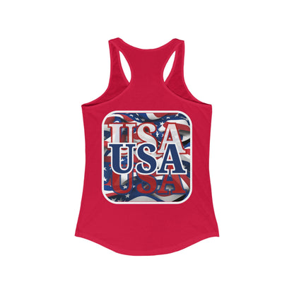 2-sided, Red White and BLUE USA Patriot Women's Racerback Tank Top by theGreenDragonTavern.shop