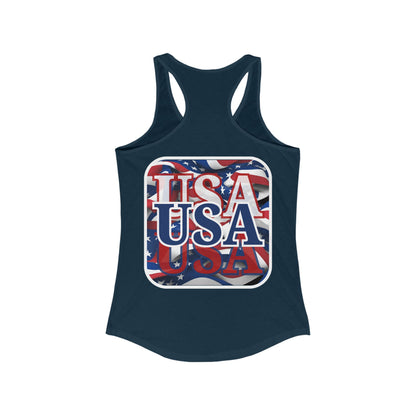 2-sided, Red White and BLUE USA Patriot Women's Racerback Tank Top by theGreenDragonTavern.shop