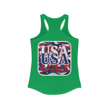 2-sided, Red White and BLUE USA Patriot Women's Racerback Tank Top by theGreenDragonTavern.shop