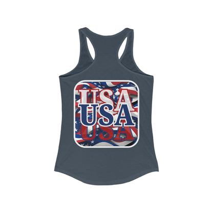 2-sided, Red White and BLUE USA Patriot Women's Racerback Tank Top by theGreenDragonTavern.shop
