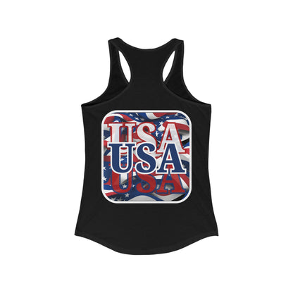 2-sided, Red White and BLUE USA Patriot Women's Racerback Tank Top by theGreenDragonTavern.shop
